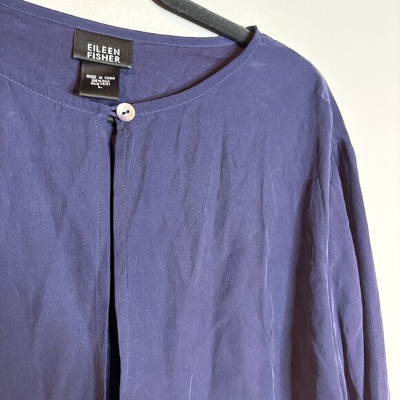 Eileen Fisher navy blue button cardigan top - Picture 2 of 4